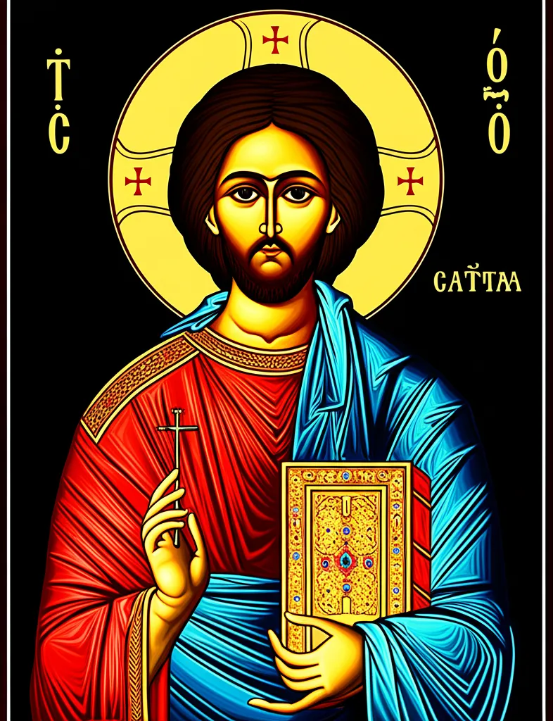 Ethiopian icon of Christ Pantocrator showing the divine-human union